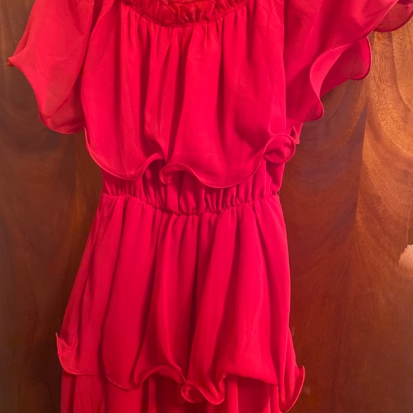 Red chiffon Bardot pretty little thing dress - Picture 4 of 5
